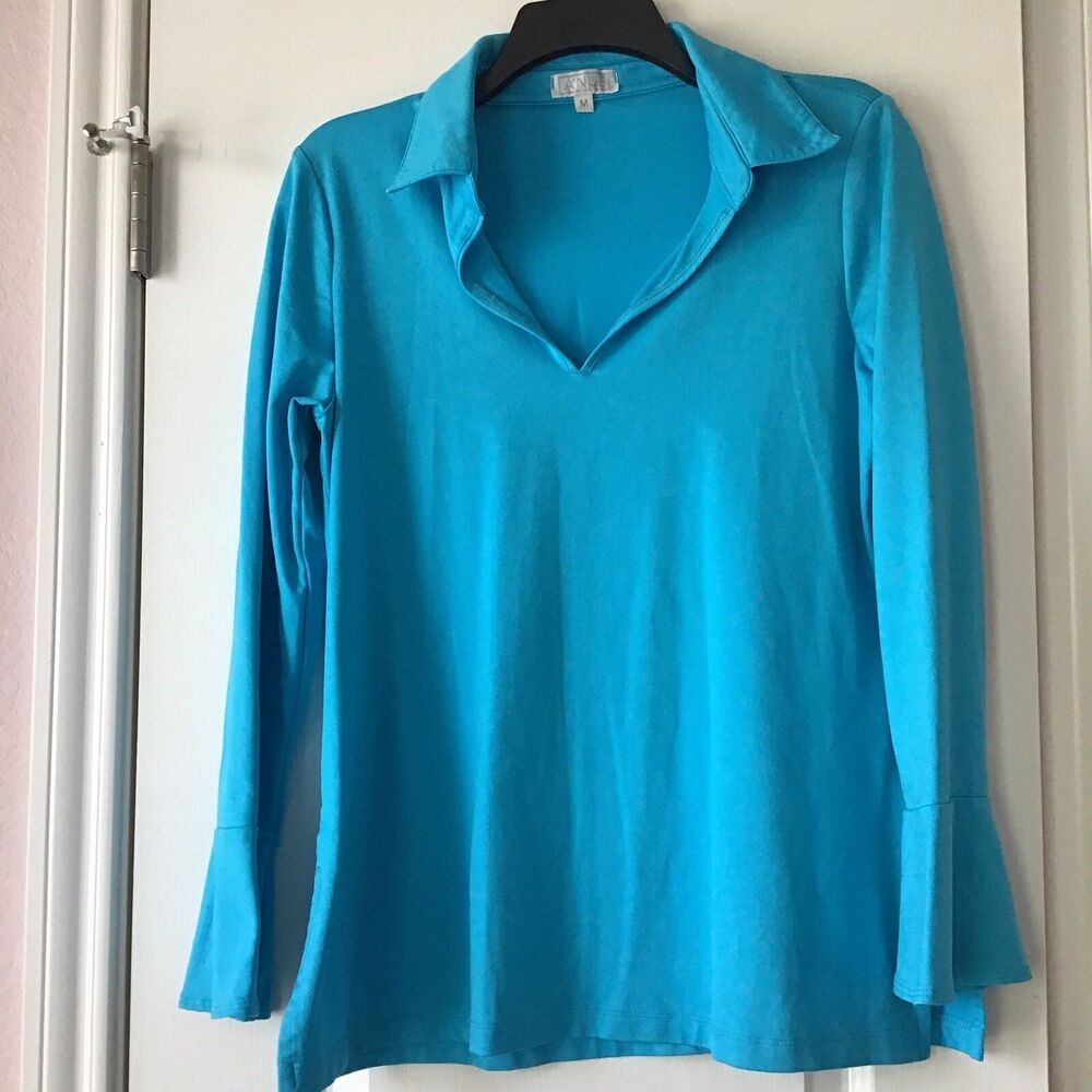 A'nue Miami -Aqua Blue Boxy Tee -  Medium
